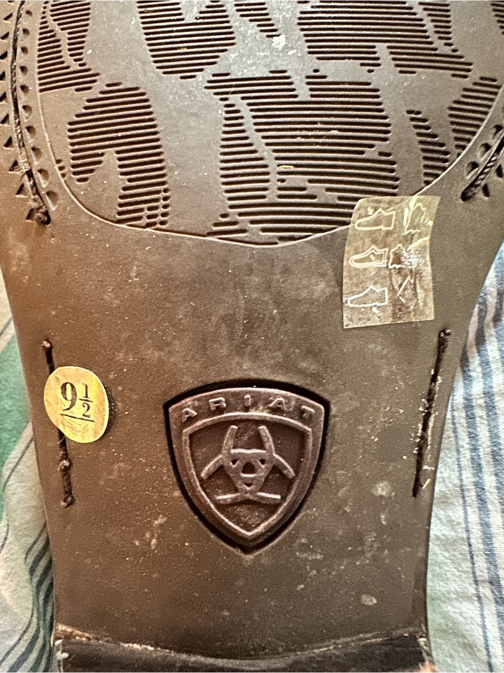 Ariat Black Rubber Boot Sole with Logo turquoise and brown - Picture 7 of 10